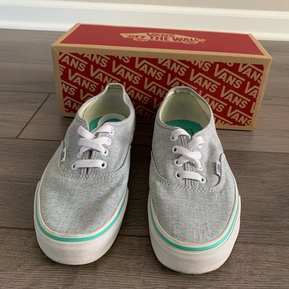 grey and turquoise vans